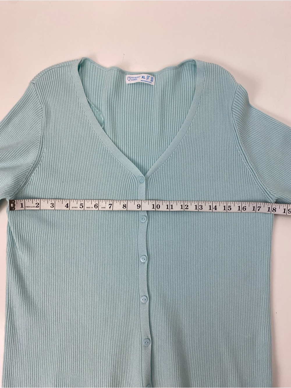 Primark Light Blue Ribbed V-Neck Button Cardigan - Picture 4 of 5